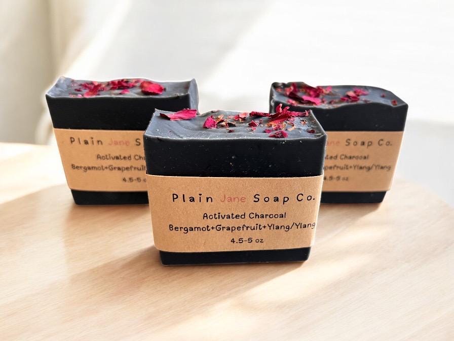 Activated charcoal with Bergamot, Grapefruit, Ylang/Ylang cold processed soap