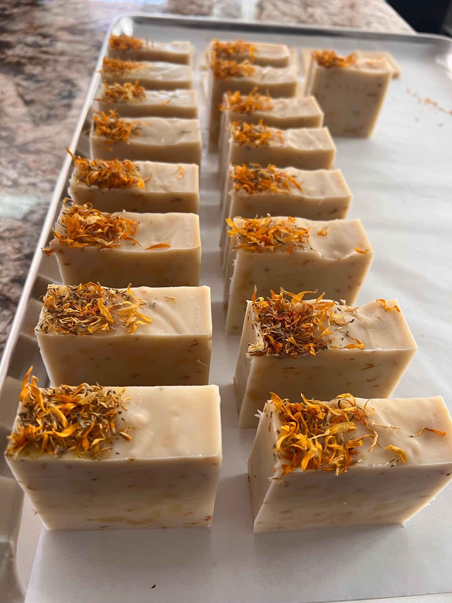 Cold processed soap with grapefruit, lemon, and ylang/ylang essential oils