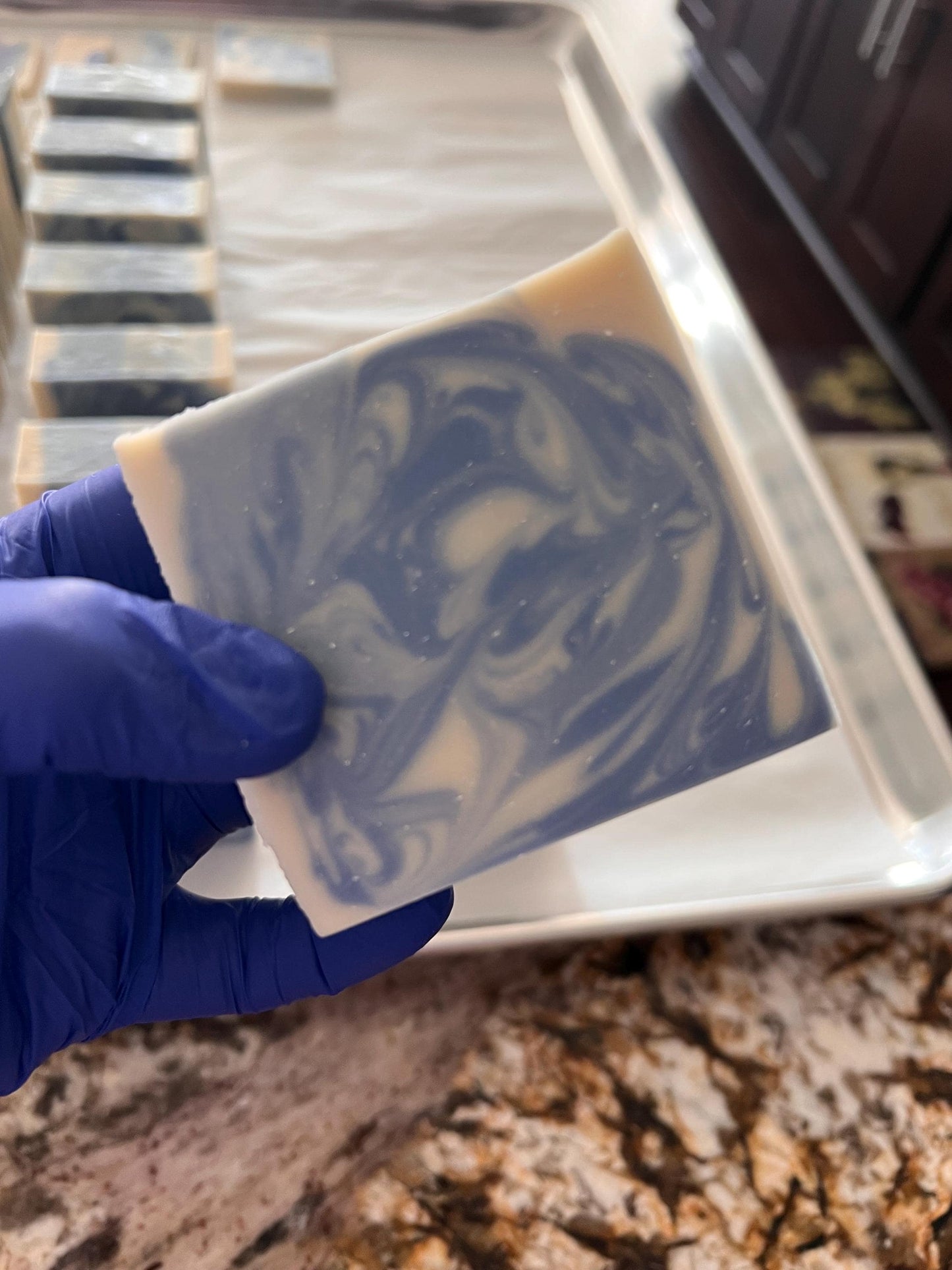 Cold processed soap with eucalyptus, cedarwood, juniper, and lemon essential oils