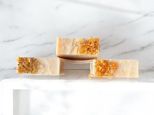 Cold processed soap with grapefruit, lemon, and ylang/ylang essential oils