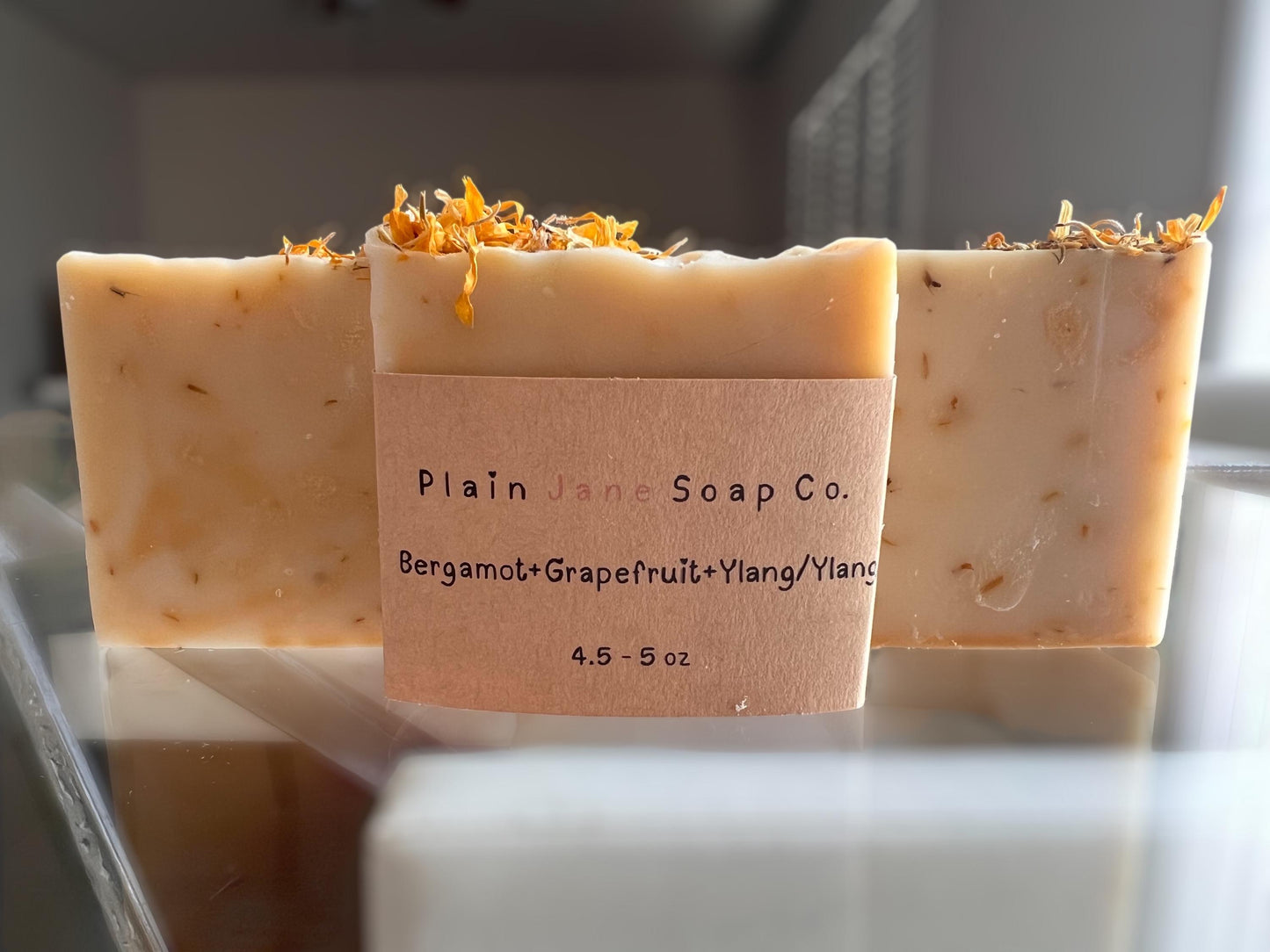 Cold processed soap with grapefruit, lemon, and ylang/ylang essential oils