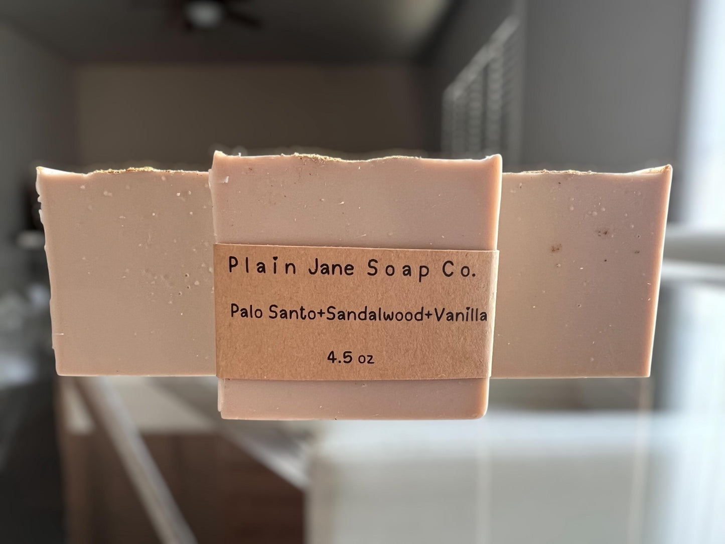Cold processed soap with Palo Santo, sandalwood and vanilla essential oils